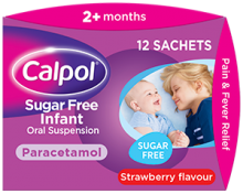 Calpol strawberry flavour infant oral suspension for pain and fever relief sachets