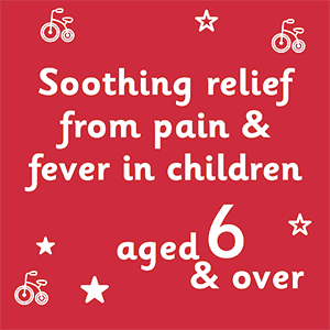 Soothing relief from pain & fever in children aged 6 & over banner