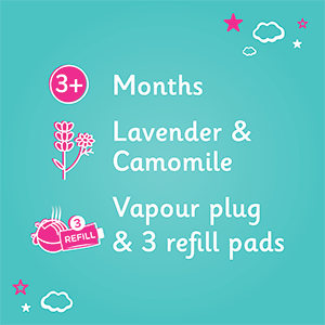 3+ Months Lavender & Chamomile Vapour Plug & 3 refill pads banner