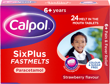 Calpol strawberry flavour six plus fast melts 