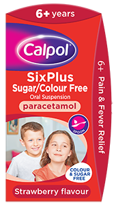 Calpol strawberry flavour oral suspension for pain and fever relief for 6+ years