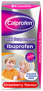 Calprofen strawberry flavour oral suspension for pain and fever relief