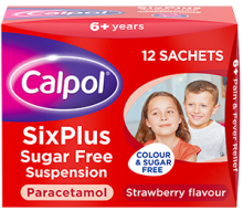 Calpol strawberry flavour for pain and fever relief sachets for 6+ years